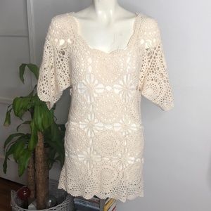 Cream Crochet Mini Dress